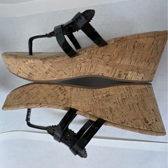 Circus by Sam Edelman Womens Wedge Sandals Size 8 M Black Patent "Rocky" EUC - Picture 5 of 6